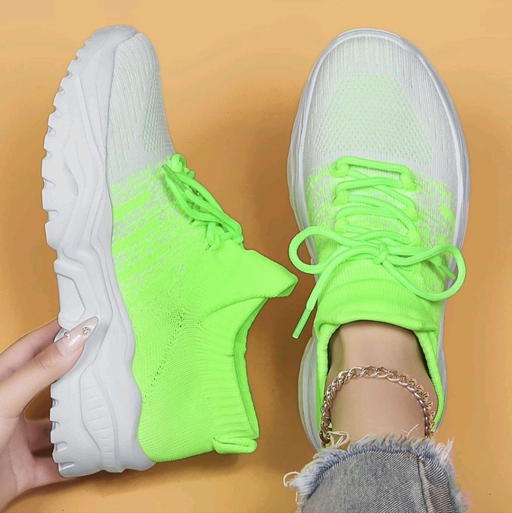 Viral TikTok shop green and white slip on sneakers